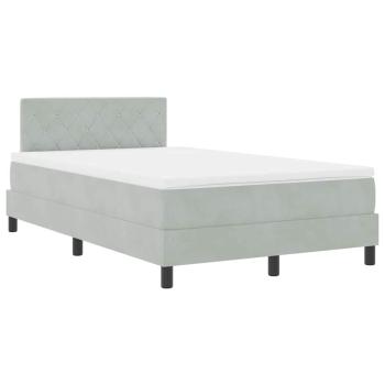 Boxspringbett mit Matratze Hellgrau Samt