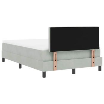 Boxspringbett mit Matratze Hellgrau Samt