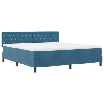 Boxspringbett mit Matratze Dunkelblau Samt