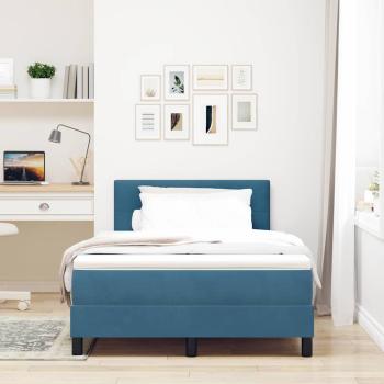 Boxspringbett mit Matratze Dunkelblau Samt