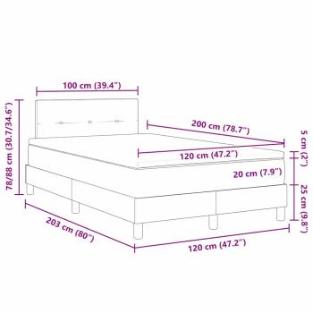 Boxspringbett mit Matratze Dunkelblau 120x200 cm Samt