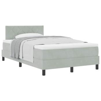 Boxspringbett mit Matratze Hellgrau Samt