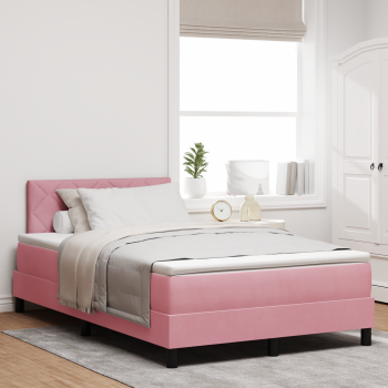 Boxspringbett mit Matratze Rosa Samt