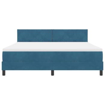 Boxspringbett mit Matratze Dunkelblau Samt