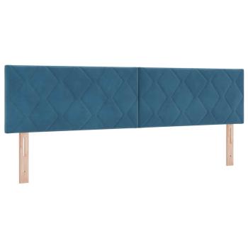 Boxspringbett mit Matratze Dunkelblau Samt