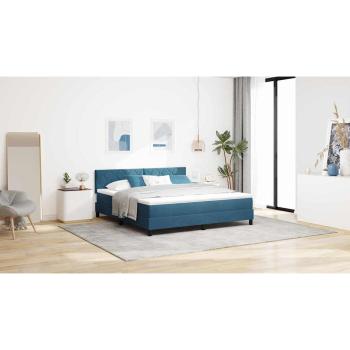 Boxspringbett mit Matratze Dunkelblau Samt
