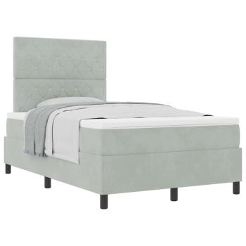 Boxspringbett mit Matratze Hellgrau Samt