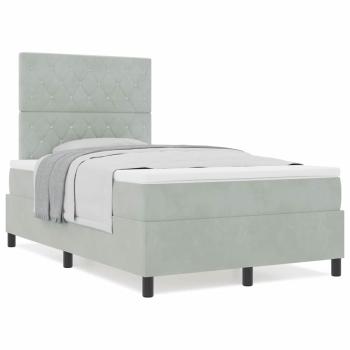 Boxspringbett mit Matratze Hellgrau Samt