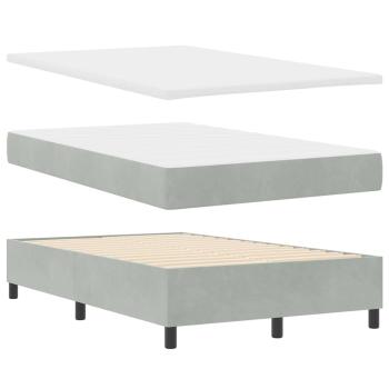 Boxspringbett mit Matratze Hellgrau Samt
