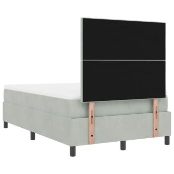 Boxspringbett mit Matratze Hellgrau Samt