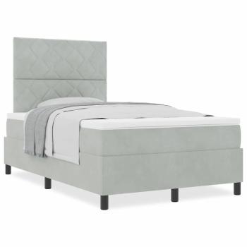 Boxspringbett mit Matratze Hellgrau Samt