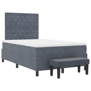 Boxspringbett mit Matratze & Bank Dunkelgrau 120x190 cm Samt