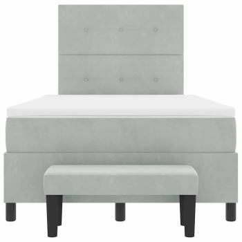 Boxspringbett mit Matratze & Bank Hellgrau 120x190 cm Samt