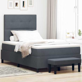 ARDEBO.de - Boxspringbett mit Matratze & Bank Dunkelgrau 120x190 cm Samt