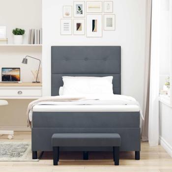 Boxspringbett mit Matratze & Bank Dunkelgrau 120x190 cm Samt