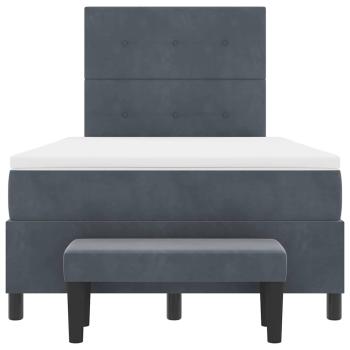 Boxspringbett mit Matratze & Bank Dunkelgrau 120x190 cm Samt