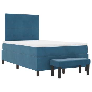 Boxspringbett mit Matratze & Bank Dunkelblau 120x200 cm Samt