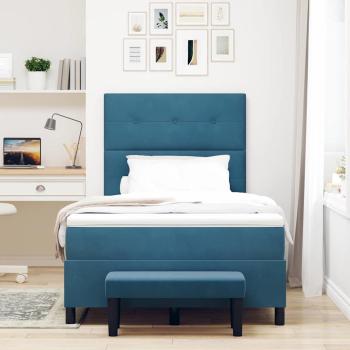 Boxspringbett mit Matratze & Bank Dunkelblau 120x200 cm Samt