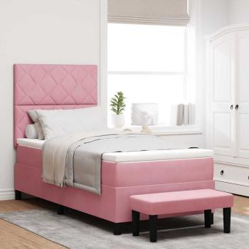 ARDEBO.de - Boxspringbett mit Matratze & Bank Pink 100x200 cm Samt