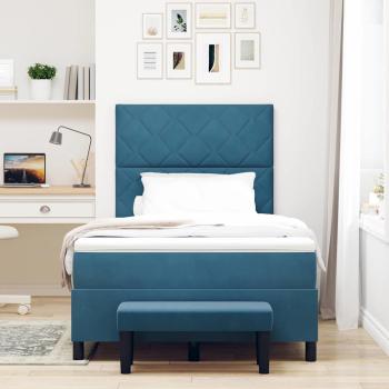 Boxspringbett mit Kopfteil Dunkelblau 200 x 120 cm Samt