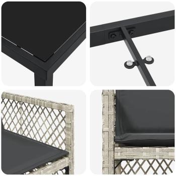 5-teiliges Garten Esszimmer Set mit Kissen Hellgrau Poly Rattan