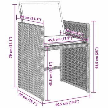 5-teiliges Garten Esstisch Set mit Polstern Hellgrau Poly-Rattan