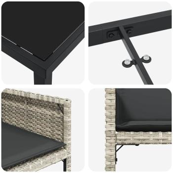 5-teilige Garten-Essgruppe mit Kissen Hellgraues Poly-Rattan