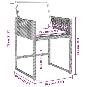 5-teilige Garten-Essgruppe mit Kissen Hellgraues Poly-Rattan