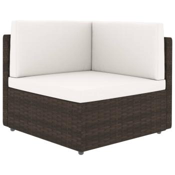5-tlg. Garten-Lounge-Set mit Kissen Braun Poly Rattan