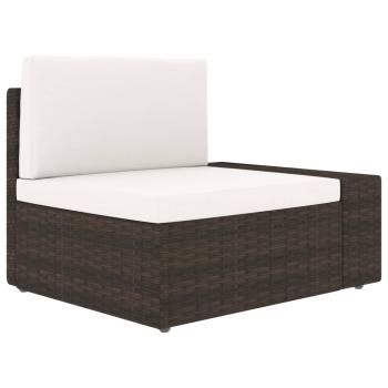 5-tlg. Garten-Lounge-Set mit Kissen Braun Poly Rattan