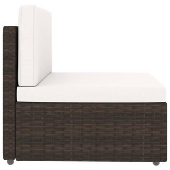6-tlg. Garten-Lounge-Set mit Kissen Braun Poly Rattan