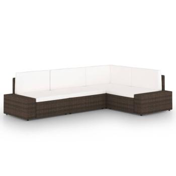 ARDEBO.de - 4-tlg. Garten-Lounge-Set mit Kissen Braun Poly Rattan