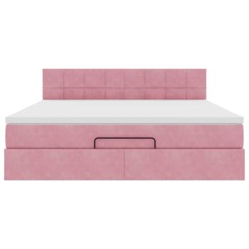 Ottomane Bett mit Matratze & LEDs Rosa 180x200 cm Samt