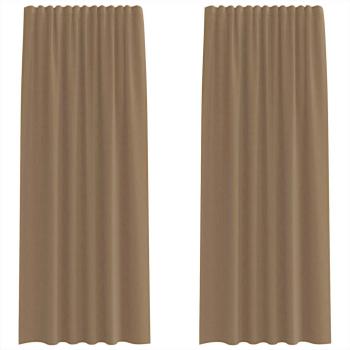 ARDEBO.de - Voile Vorhänge mit Stangentaschen 2 Stk. Hellbraun