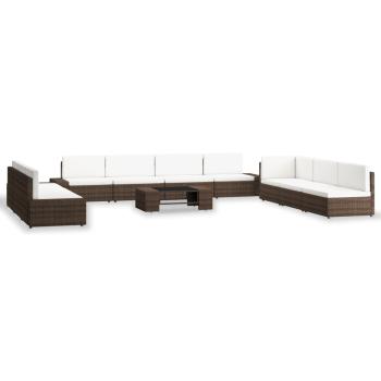 ARDEBO.de - 10-tlg. Garten-Lounge-Set Poly Rattan Braun