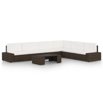 ARDEBO.de - 7-tlg. Garten-Lounge-Set mit Kissen Braun Poly Rattan