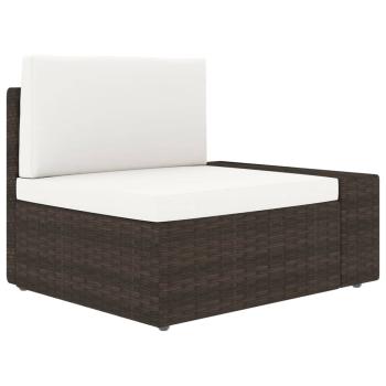 9-tlg. Garten-Lounge-Set mit Kissen Braun Poly Rattan