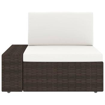 9-tlg. Garten-Lounge-Set mit Kissen Braun Poly Rattan