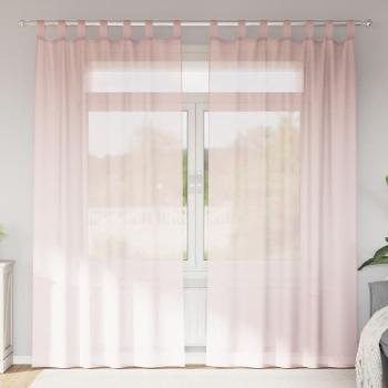 ARDEBO.de - Voile Vorhänge mit Schlaufen 2 Stk. Hellrosa 140x225 cm