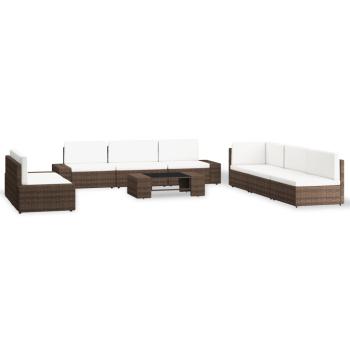 ARDEBO.de - 9-tlg. Garten-Lounge-Set Poly Rattan Braun
