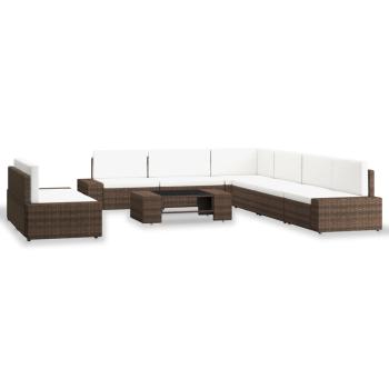 9-tlg. Garten-Lounge-Set Poly Rattan Braun