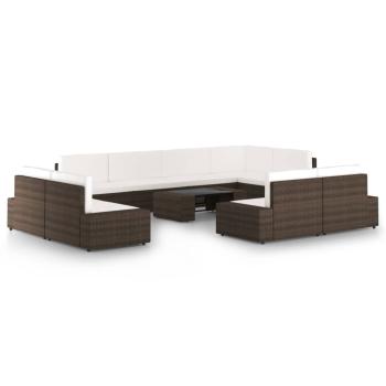 ARDEBO.de - 10-tlg. Garten-Lounge-Set mit Kissen Braun Poly Rattan