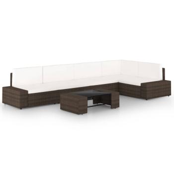 ARDEBO.de - 6-tlg. Garten-Lounge-Set mit Kissen Braun Poly Rattan