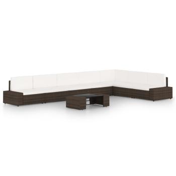 ARDEBO.de - 8-tlg. Garten-Lounge-Set mit Kissen Braun Poly Rattan
