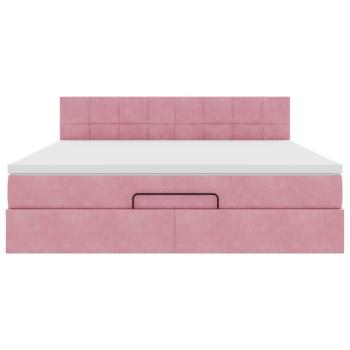Ottoman-Bett mit Matratze Rosa 180x200 cm Samt