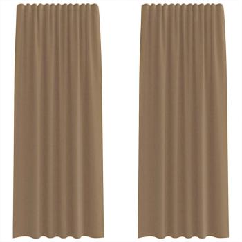 ARDEBO.de - Voile Vorhänge mit Stangentaschen 2 Stk. Hellbraun