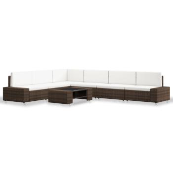 7-tlg. Garten-Lounge-Set Poly Rattan Braun
