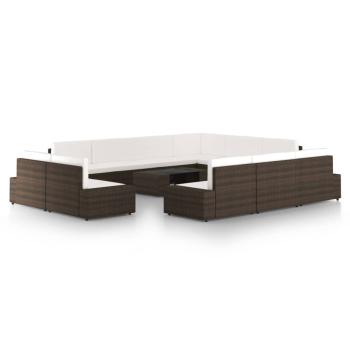 ARDEBO.de - 12-tlg. Garten-Lounge-Set mit Kissen Braun Poly Rattan