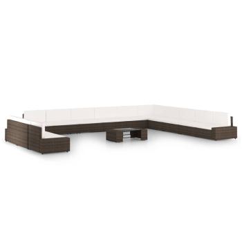 ARDEBO.de - 14-tlg. Garten-Lounge-Set mit Kissen Braun Poly Rattan