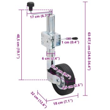 Stützrad für Anhänger mit Klemme 60 mm Verzinkter Stahl